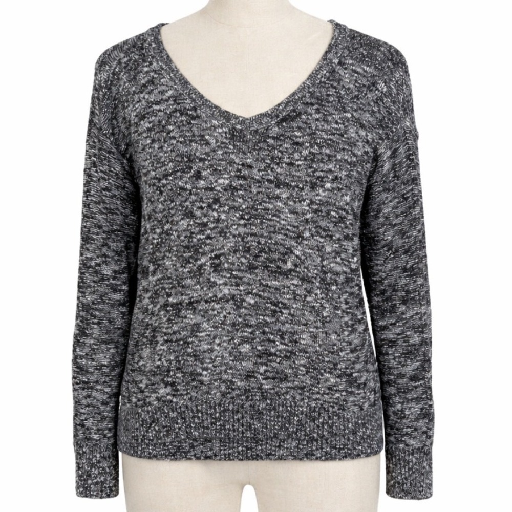 American Eagle Outfitters Womens Sweater V Neck Marled Knit Long Sleeve Size S P